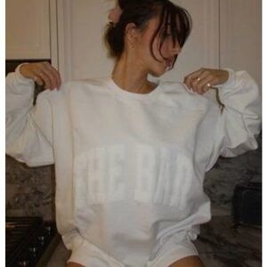 The Bar Oversized White Letters on White Sweatshirt